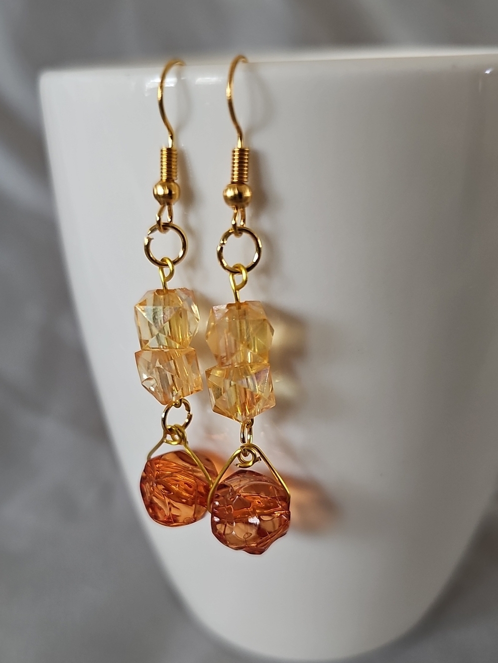 Gold-Tone Faux Amber Dangle Earrings